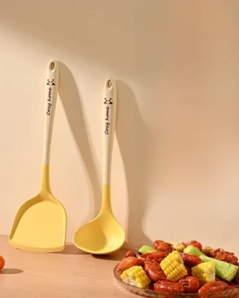 Food Grade Silicone Kitchen Utensils Set (Spatula + Soup Spoon)