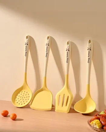 Food Grade Silicone Kitchen Utensils Set (Spatula + Soup Spoon + Frying Spatula + Colander)