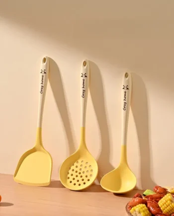 Food Grade Silicone Kitchen Utensils Set (Spatula + Soup Spoon + Colander)
