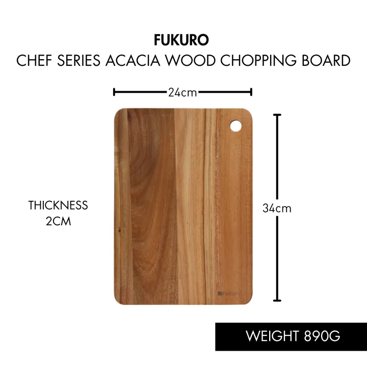 Fukuro Chef Series Acacia Wood Chopping Board (34.x 2 x 24cm)